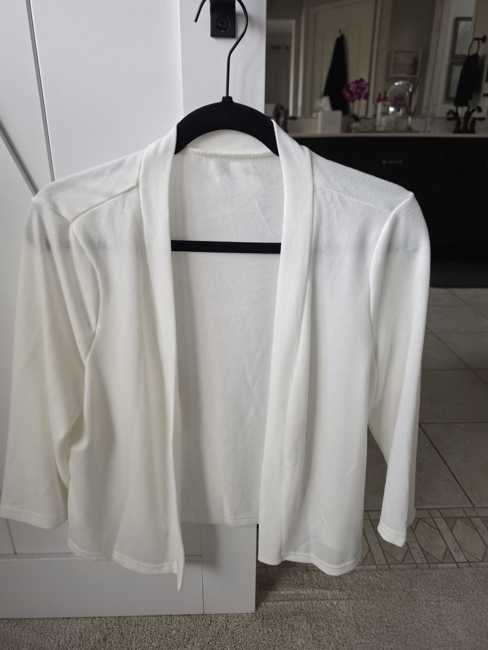 Women's Open-Front Cream Cardigan Sweater